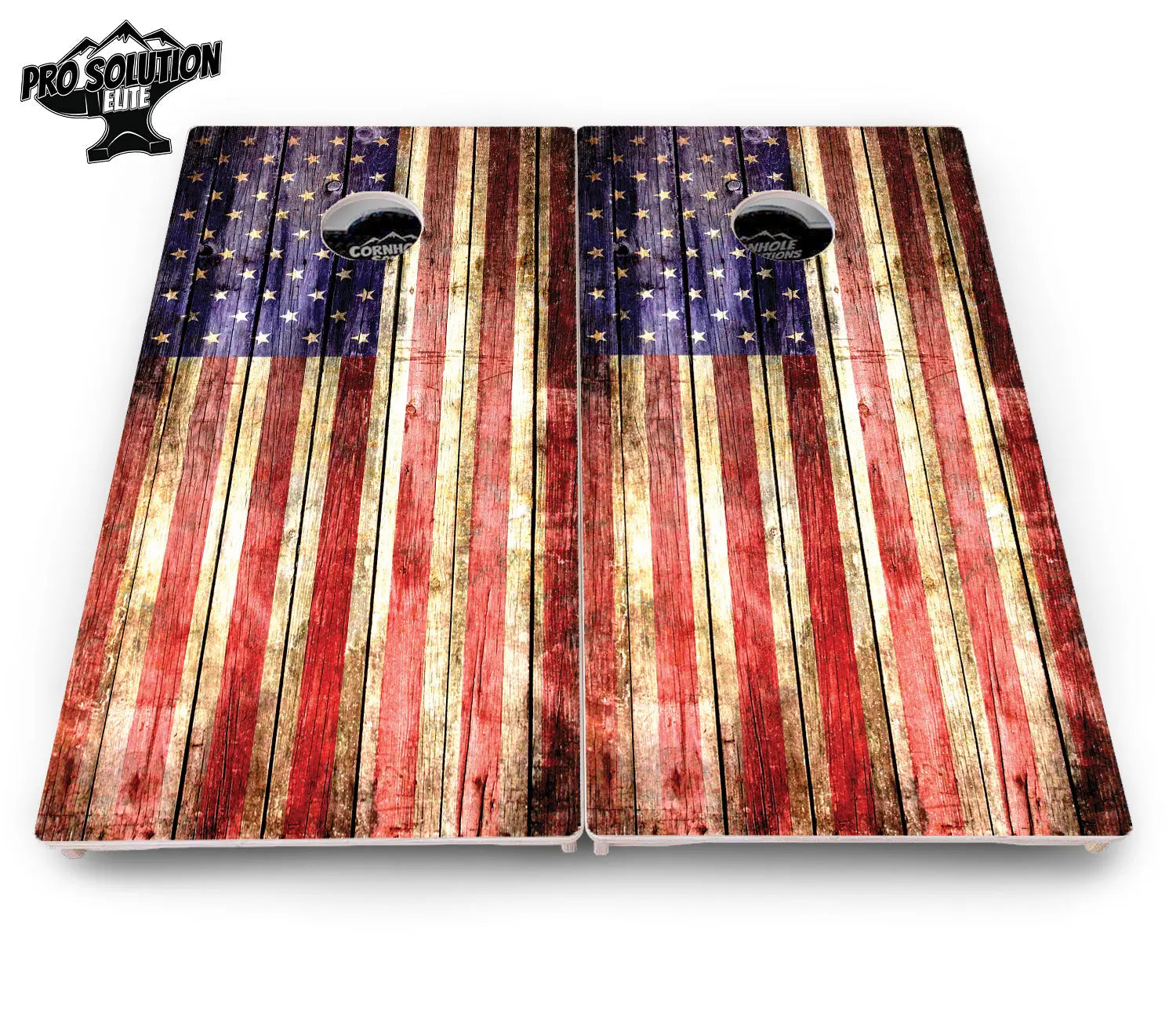 Rustic Wood Flag Cornhole Boards - Pro Solution Elite Series Cornhole Solutions