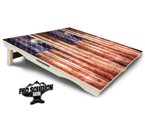 Rustic Wood Flag Cornhole Boards - Pro Solution Elite Series Cornhole Solutions