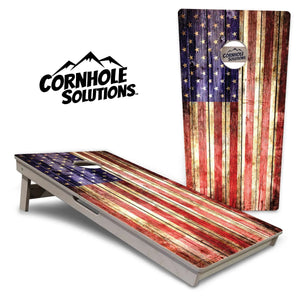 Rustic Wood Flag Cornhole Boards - Professional Tournament Series Cornhole Solutions