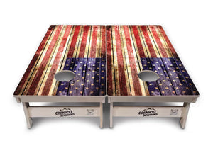 Rustic Wood Flag Cornhole Boards - Professional Tournament Series Cornhole Solutions