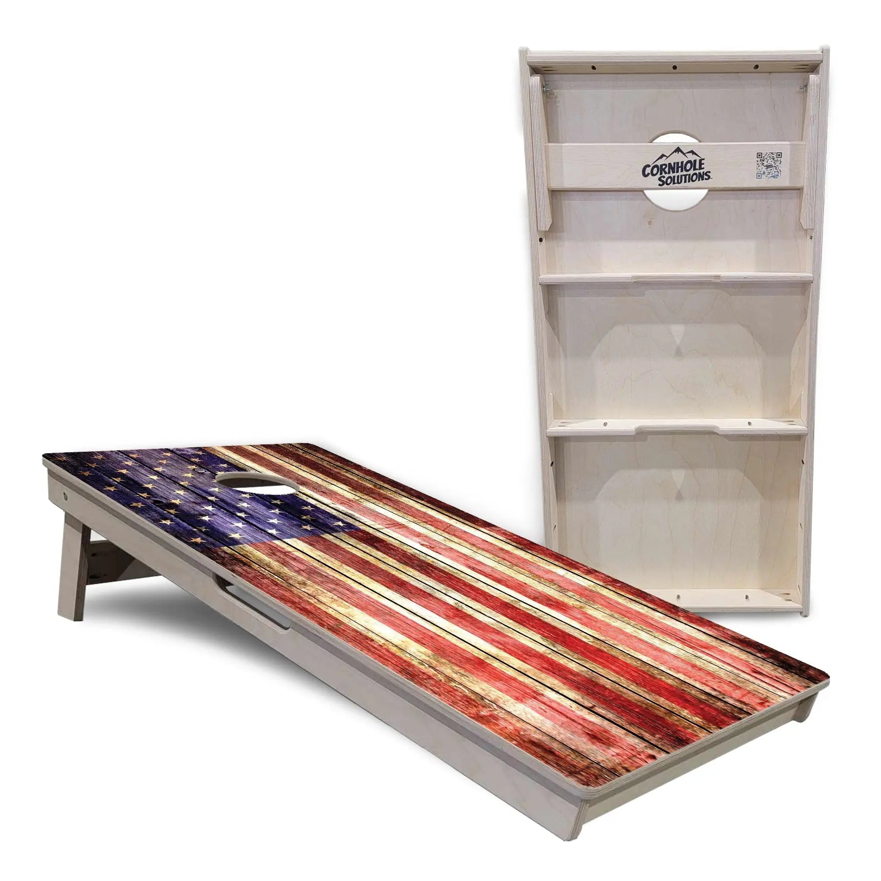 Rustic Wood Flag Cornhole Boards - Professional Tournament Series Cornhole Solutions