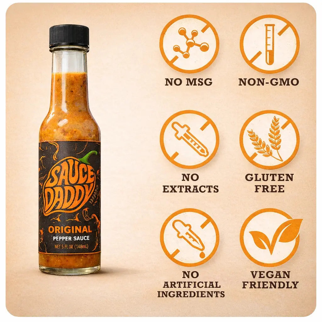 Sauce Daddy Original Pepper Sauce bottle label