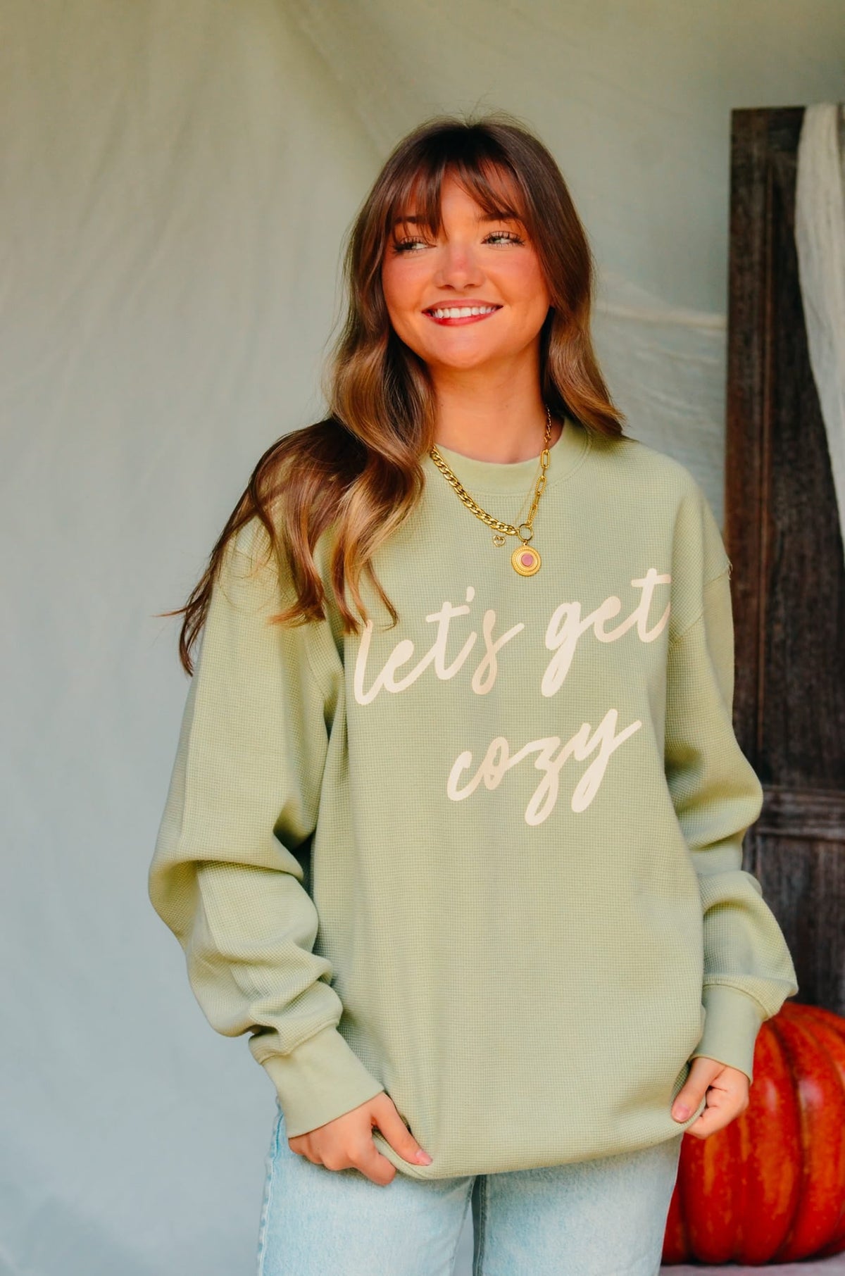 Let’s Get Cozy Waffle knit sweater by Southern Bliss Company, product photo 3