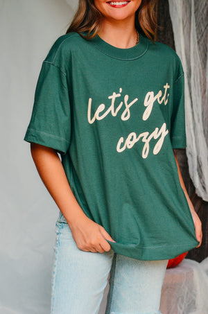 Let's Get Cozy Boxy Tee by Southern Bliss Company, product photo 1