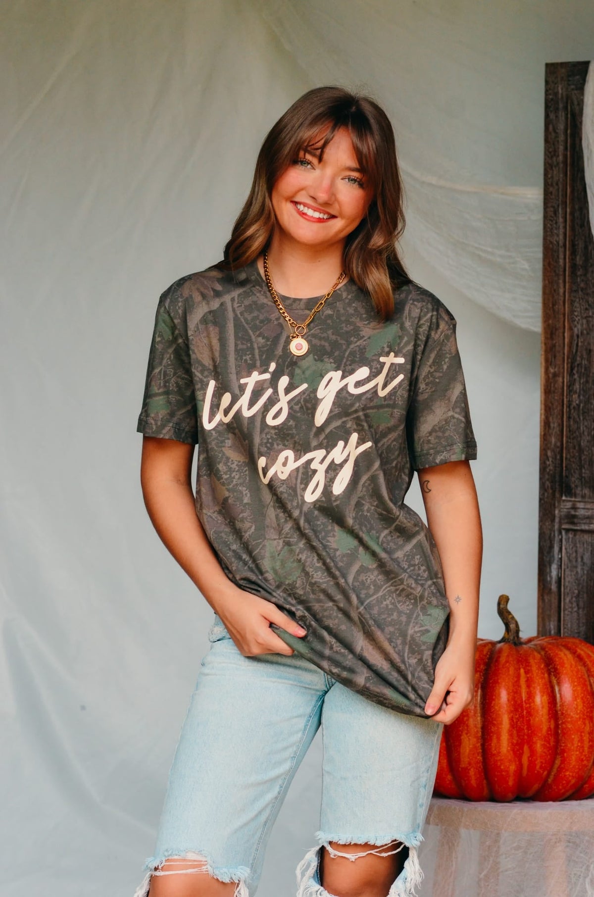 Let’s Get Cozy Dark Camo Shortsleeve by Southern Bliss Company, product photo 4