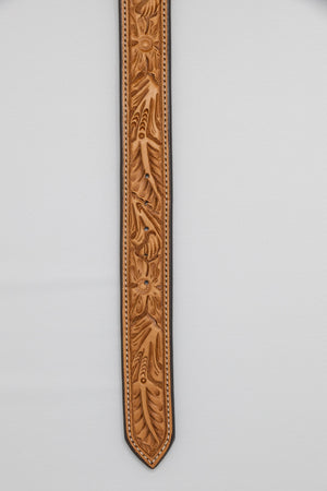 Saddle Tan Floral Belt