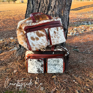 Saddlemen Carry All Cowhide Duffle Travel Bag with leather accents