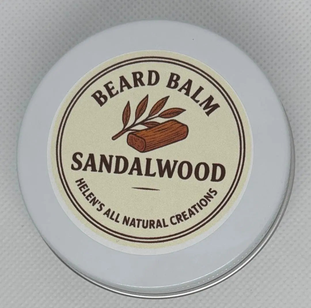 Sandalwood Beard Balm by Helen's All Natural Creations: Natural beard grooming for men. Sandalwood scent.