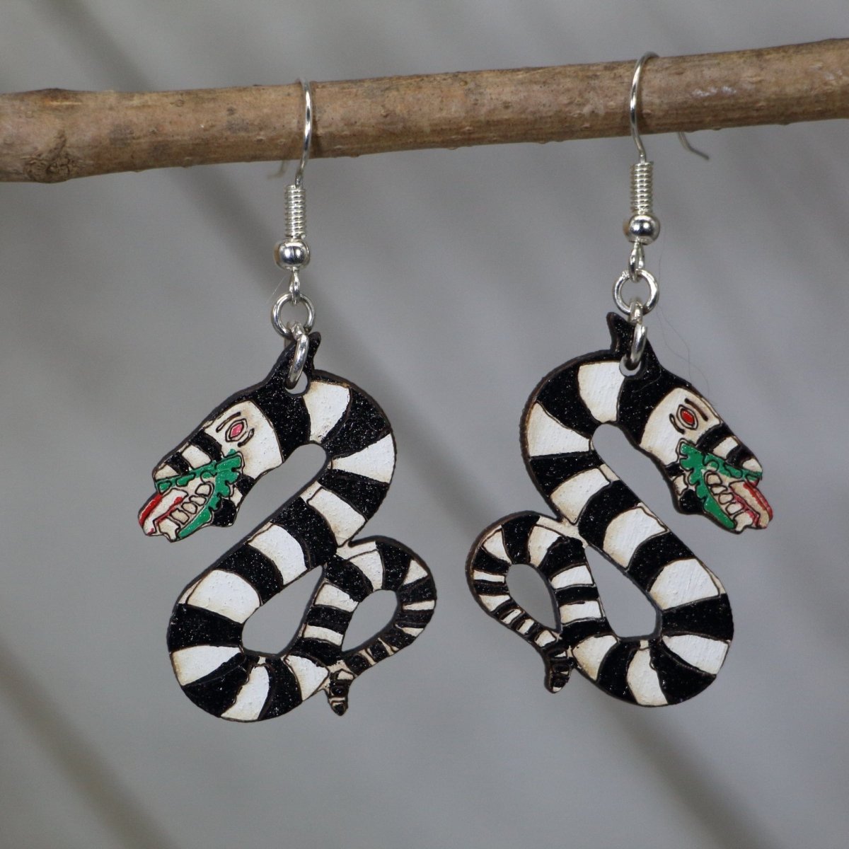 Sandworm Wooden Dangle Earrings | Sci-Fi Creature Jewelry