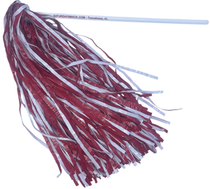 Crimson and white pom-pom game day shaker by Saturday Smack
