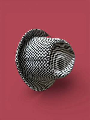 Structured houndstooth fedora for tailgate style