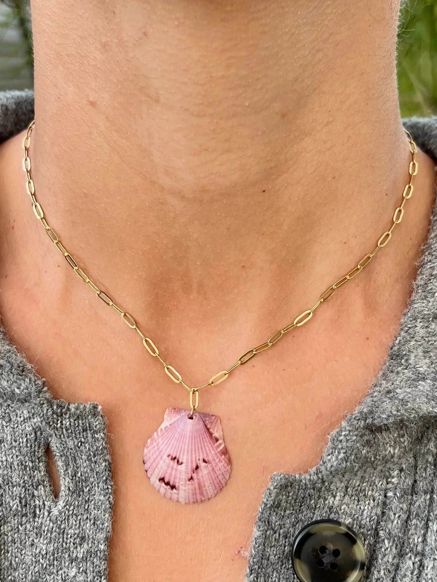 Scallop Paperclip Necklace HALT