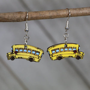 School Bus Wooden Earrings | Teacher Back to School Jewelry