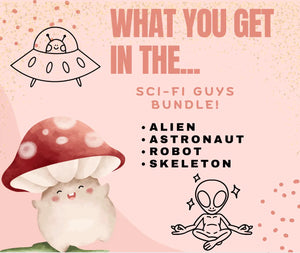 Sci-Fi Guys Bundle: Alien, Astronaut, Robot, Skeleton - Imagination and Fidget Fun!