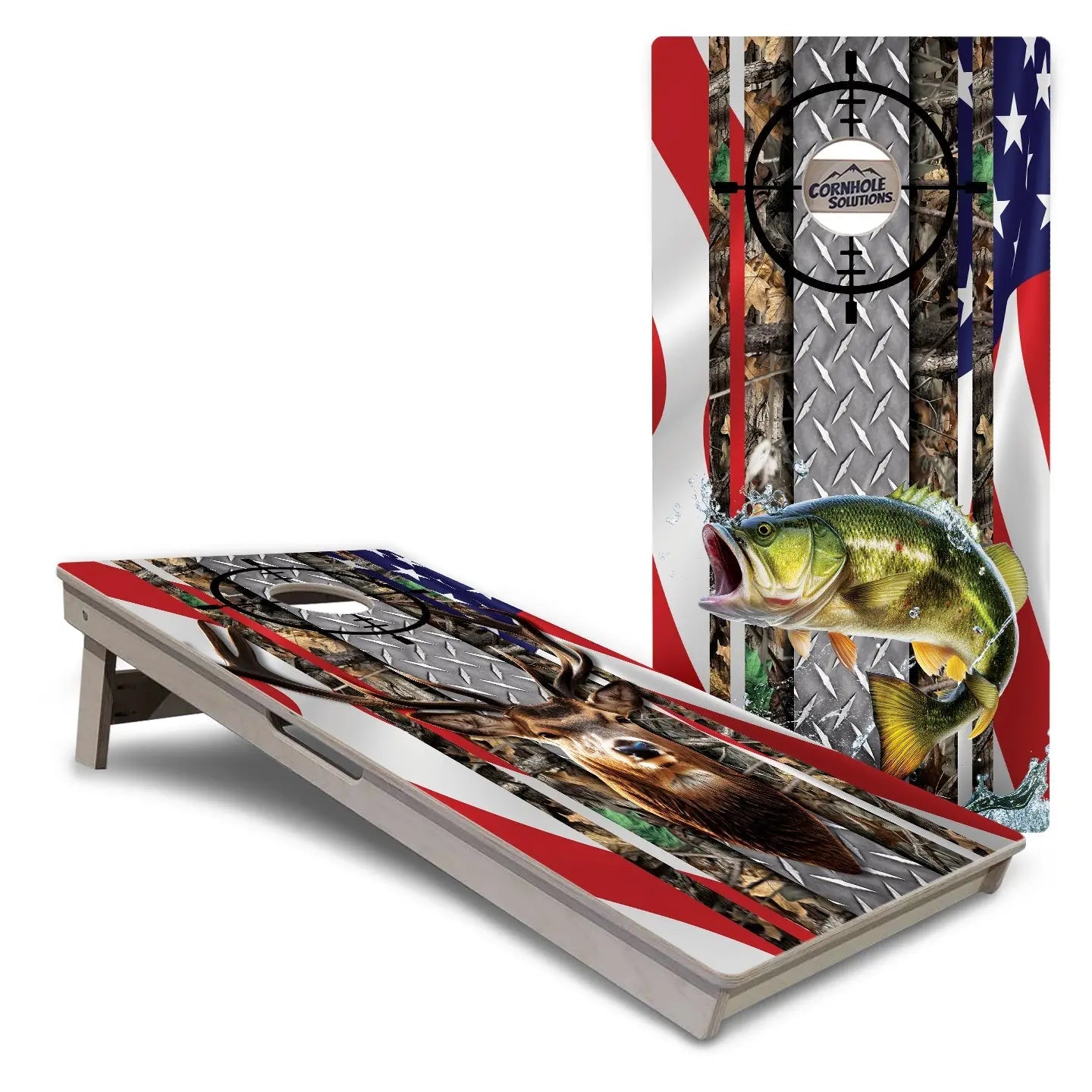 Scope Deer & Fish Cornhole Boards - Professional Tournament Series Cornhole Solutions