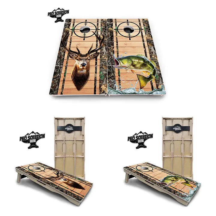 Scope Deer & Fish Plank Cornhole Boards - Pro Solution Elite Series Cornhole Solutions