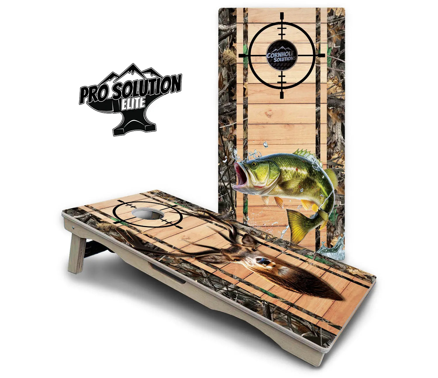 Scope Deer & Fish Plank Cornhole Boards - Pro Solution Elite Series Cornhole Solutions