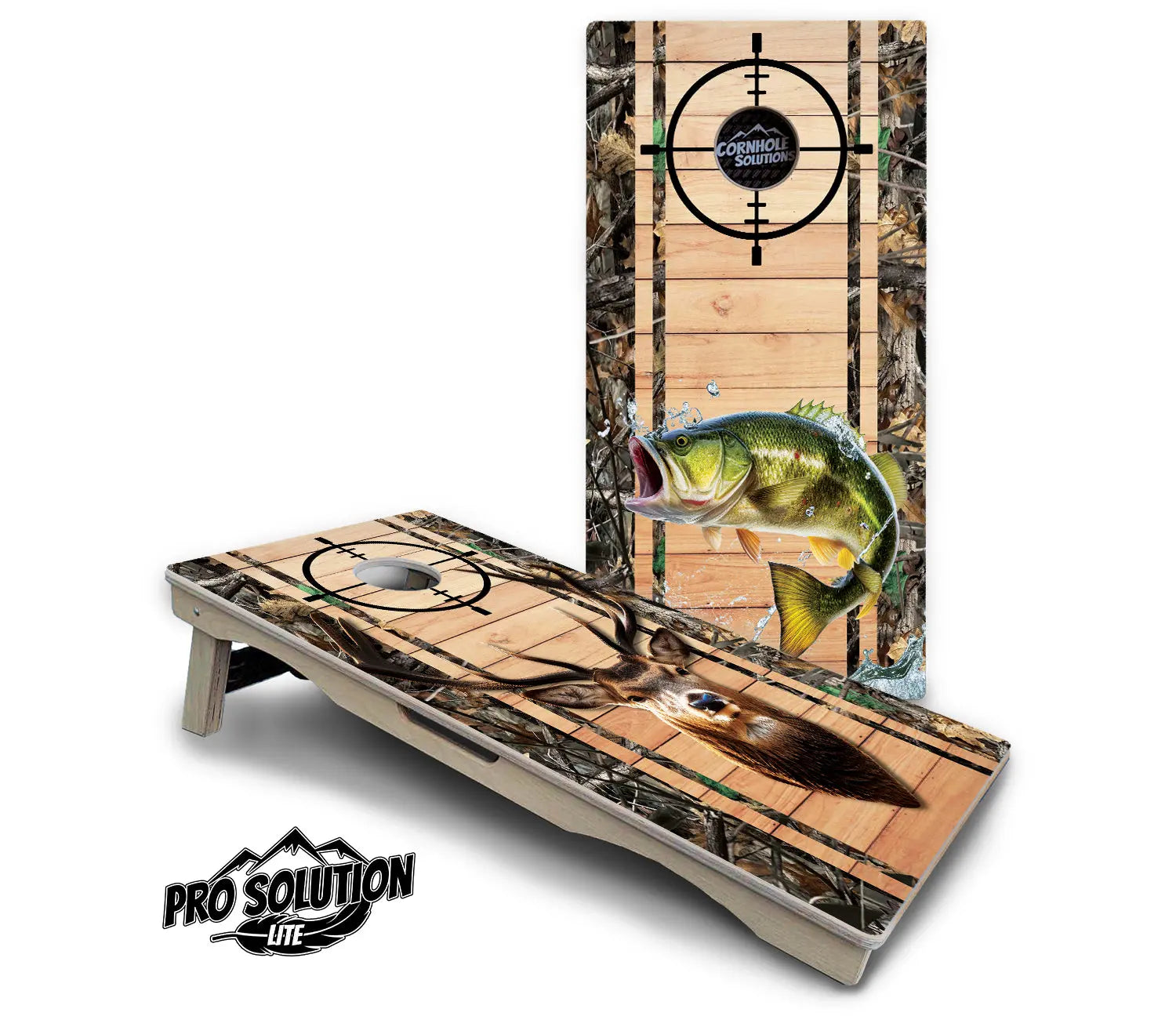 Scope Deer & Fish Plank Cornhole Boards - Pro Solution Lite Series Cornhole Solutions