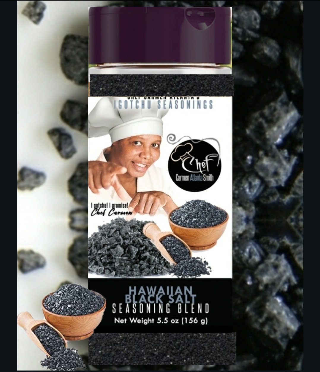 Igotchu Hawaiian Black salt by Igotchu Seasonings, Southern food gift main product photo