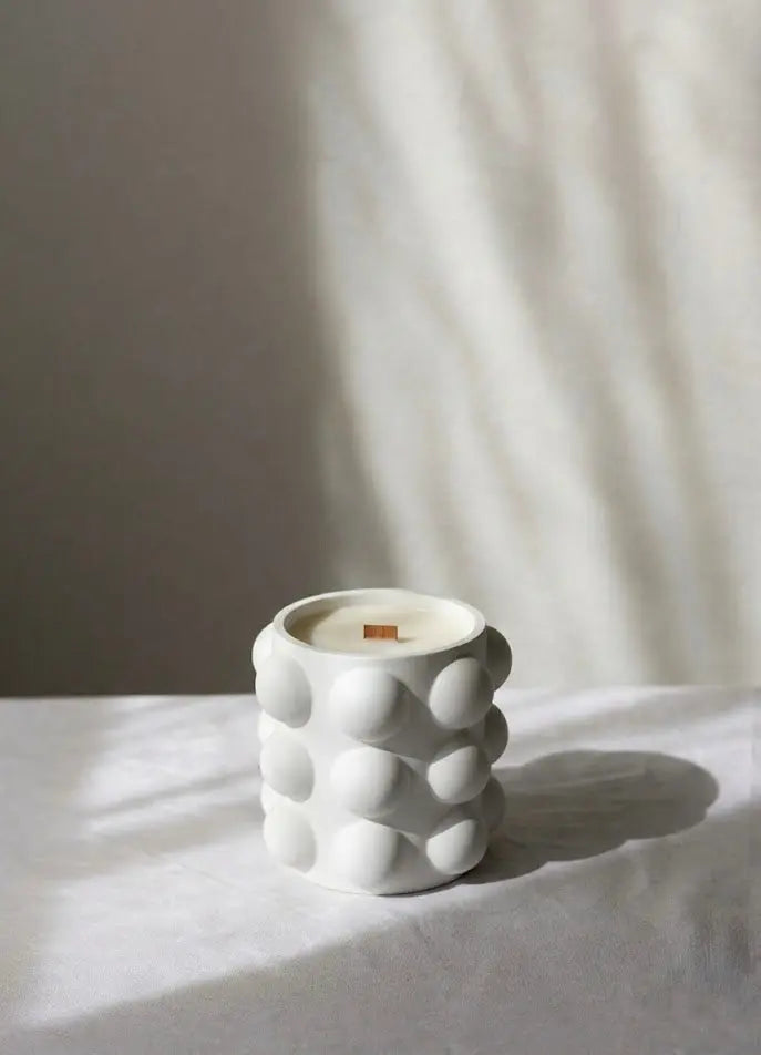 Sculpted Dot vessel candle by Believe Candle
