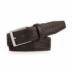Sedona mock croc belt showing handmade leather craftsmanship