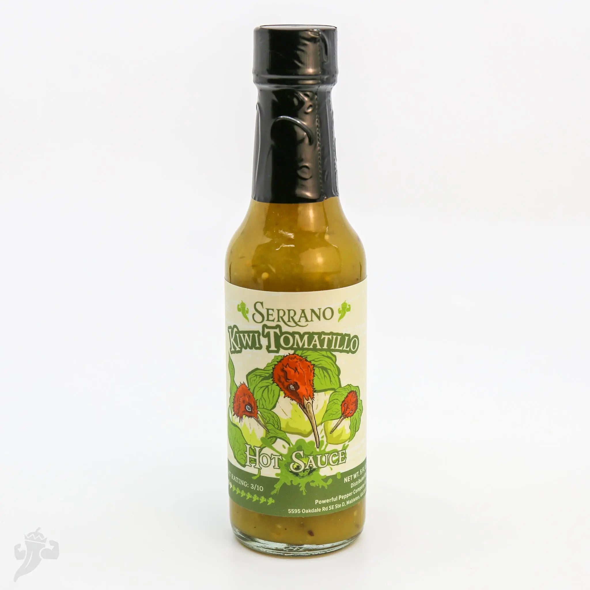 Serrano Kiwi Tomatillo Hot Sauce bottle by Powerful Pepper Company with rating 3/10.