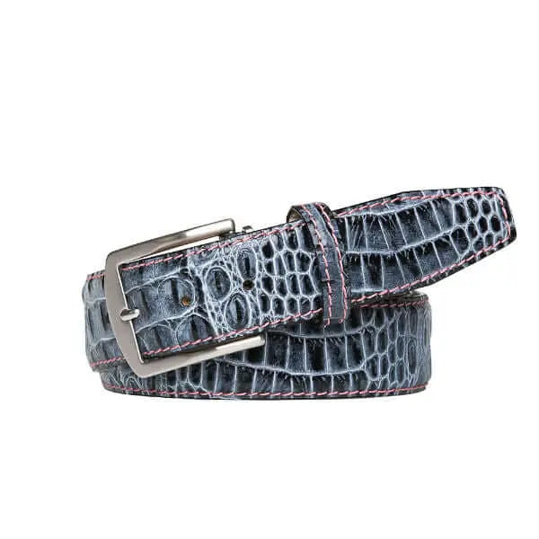 Shadow Mock Crocodile Leather Belt by Roger Ximenez handmade in Miami