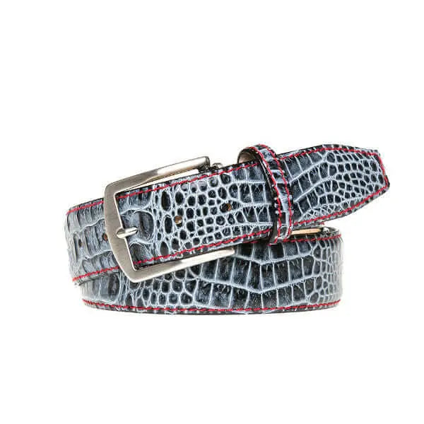 Shadow mock crocodile belt showing handmade leather craftsmanship
