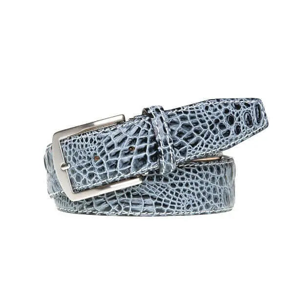 Dark textured leather belt for dress and statement style
