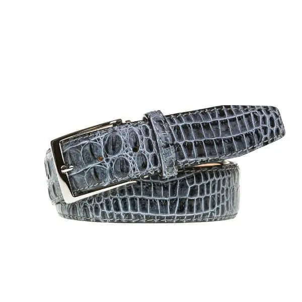 Shadow leather belt with mock crocodile texture by Roger Ximenez