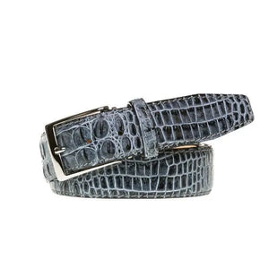 Shadow leather belt with mock crocodile texture by Roger Ximenez
