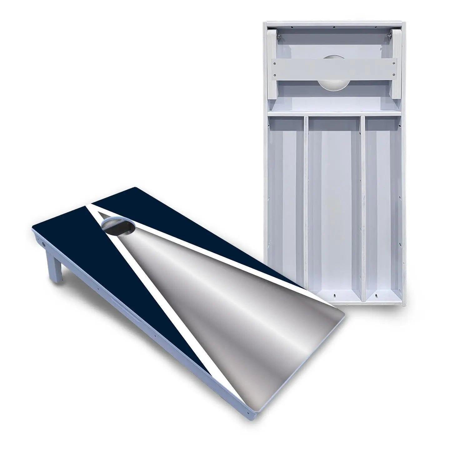 Silver/Blue Triangle Cornhole Boards - All Weather Series Cornhole Solutions