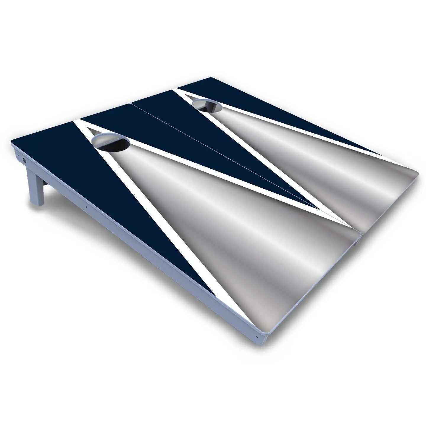 Silver/Blue Triangle Cornhole Boards - All Weather Series Cornhole Solutions