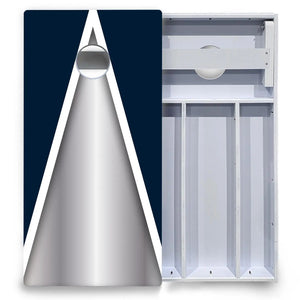 Silver/Blue Triangle Cornhole Boards - All Weather Series Cornhole Solutions