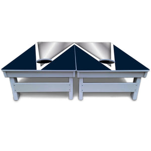 Silver/Blue Triangle Cornhole Boards - All Weather Series Cornhole Solutions