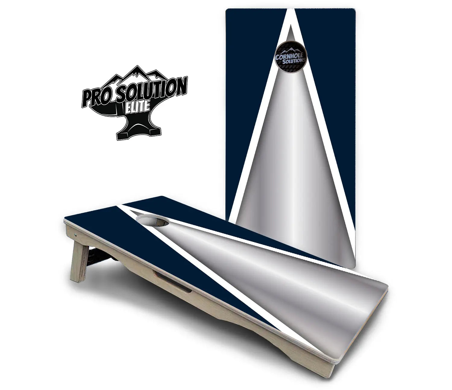 Silver/Blue Triangle Cornhole Boards - Pro Solution Elite Series Cornhole Solutions