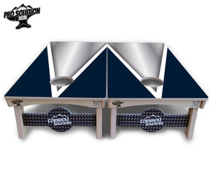Silver/Blue Triangle Cornhole Boards - Pro Solution Elite Series Cornhole Solutions