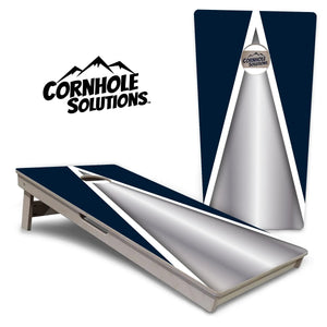 Silver/Blue Triangle Cornhole Boards - Professional Tournament Series Cornhole Solutions