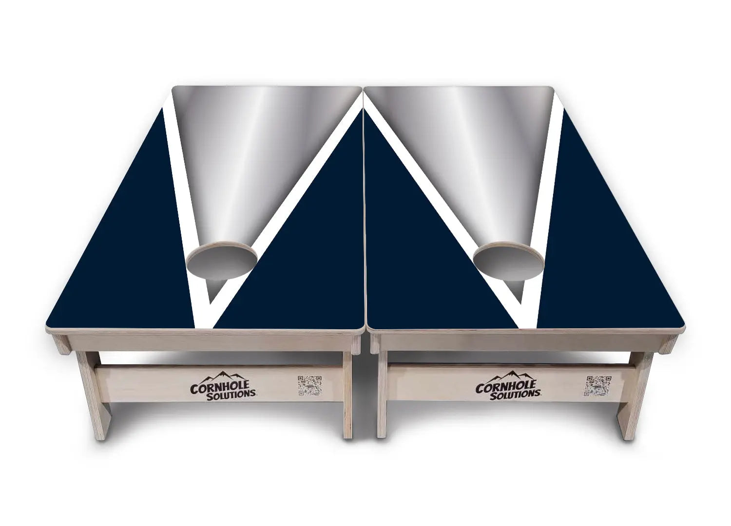 Silver/Blue Triangle Cornhole Boards - Professional Tournament Series Cornhole Solutions