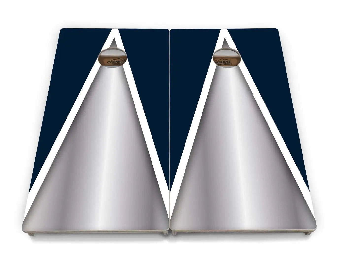 Silver/Blue Triangle Cornhole Boards - Professional Tournament Series Cornhole Solutions