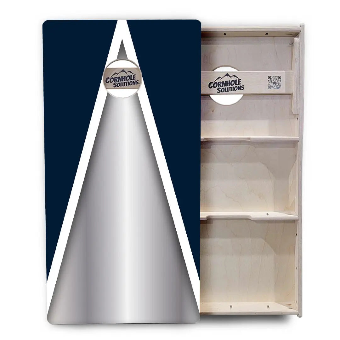Silver/Blue Triangle Cornhole Boards - Professional Tournament Series Cornhole Solutions