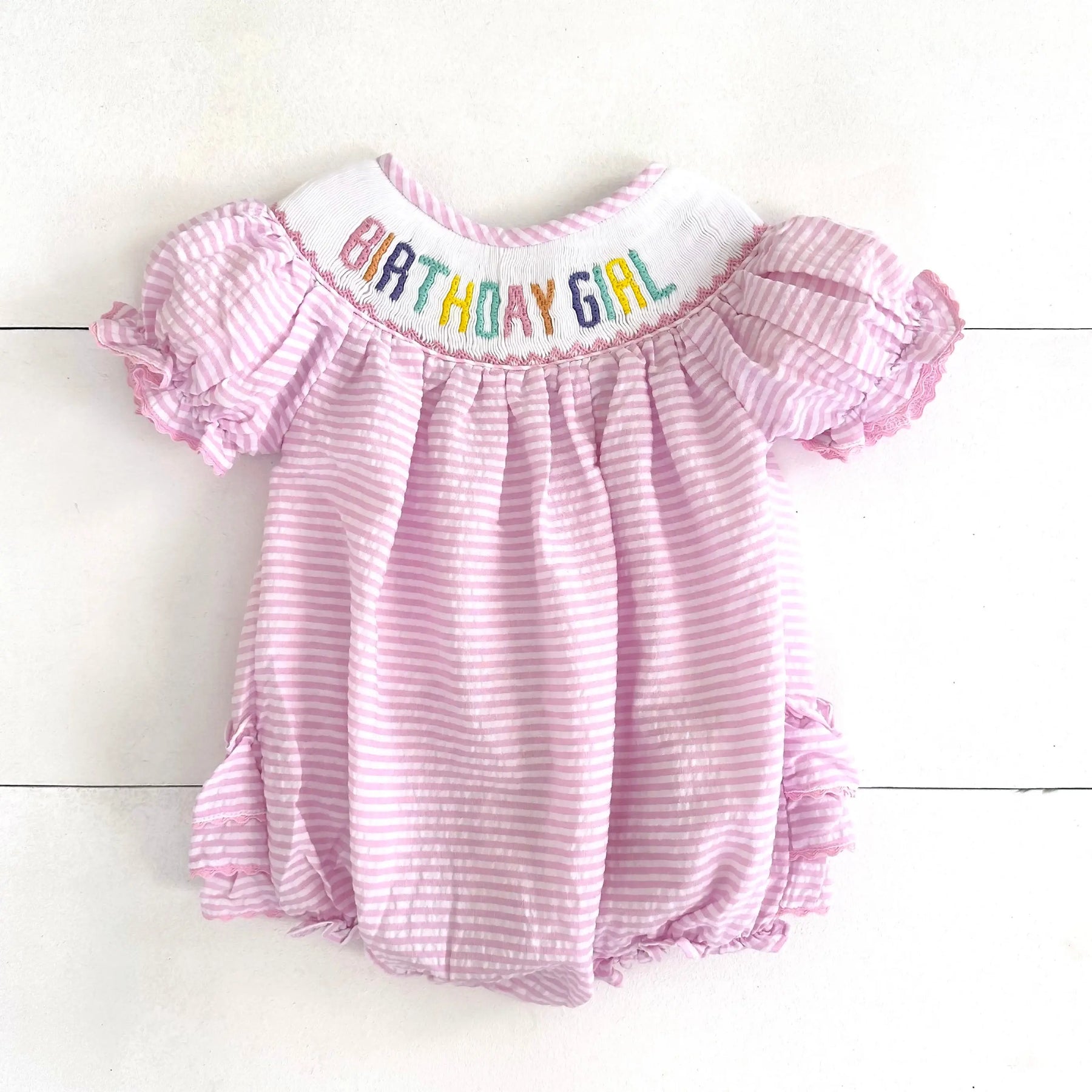 Smocked Birthday Girl Bubble Seven Lantern Lane