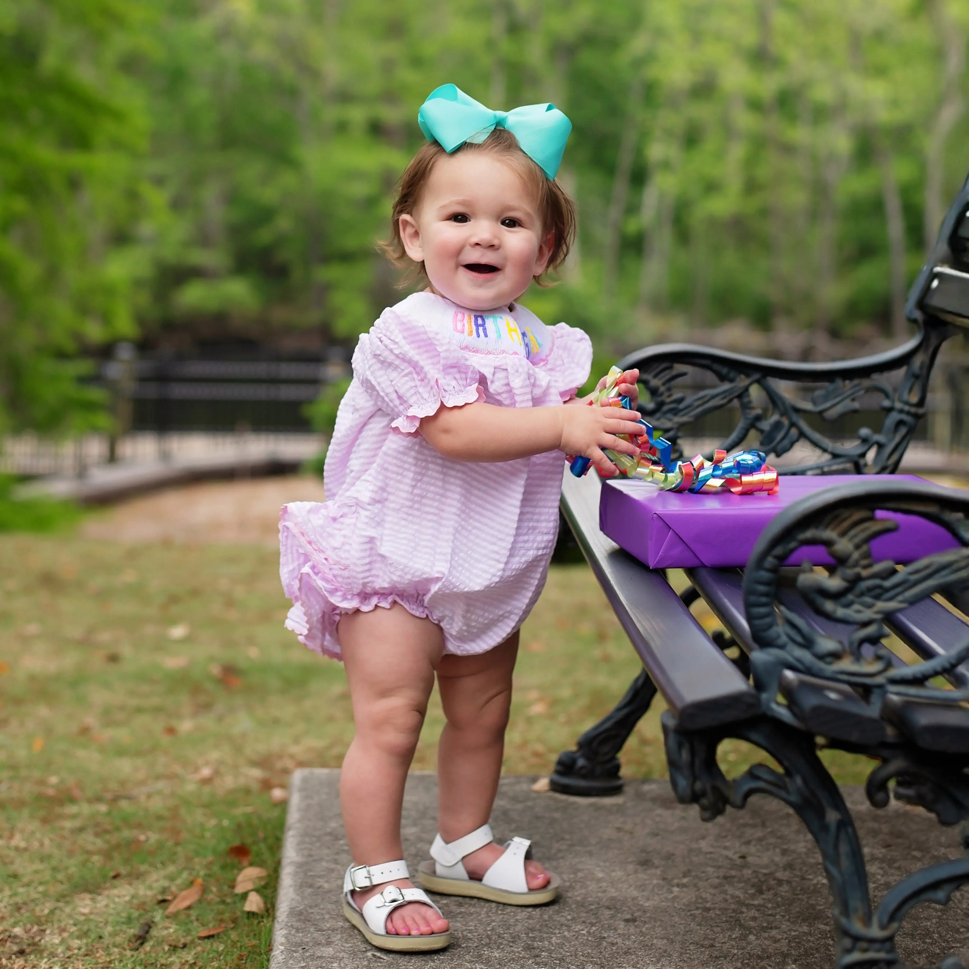 Smocked Birthday Girl Bubble Seven Lantern Lane