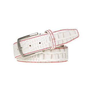 White textured leather belt for golf and statement style
