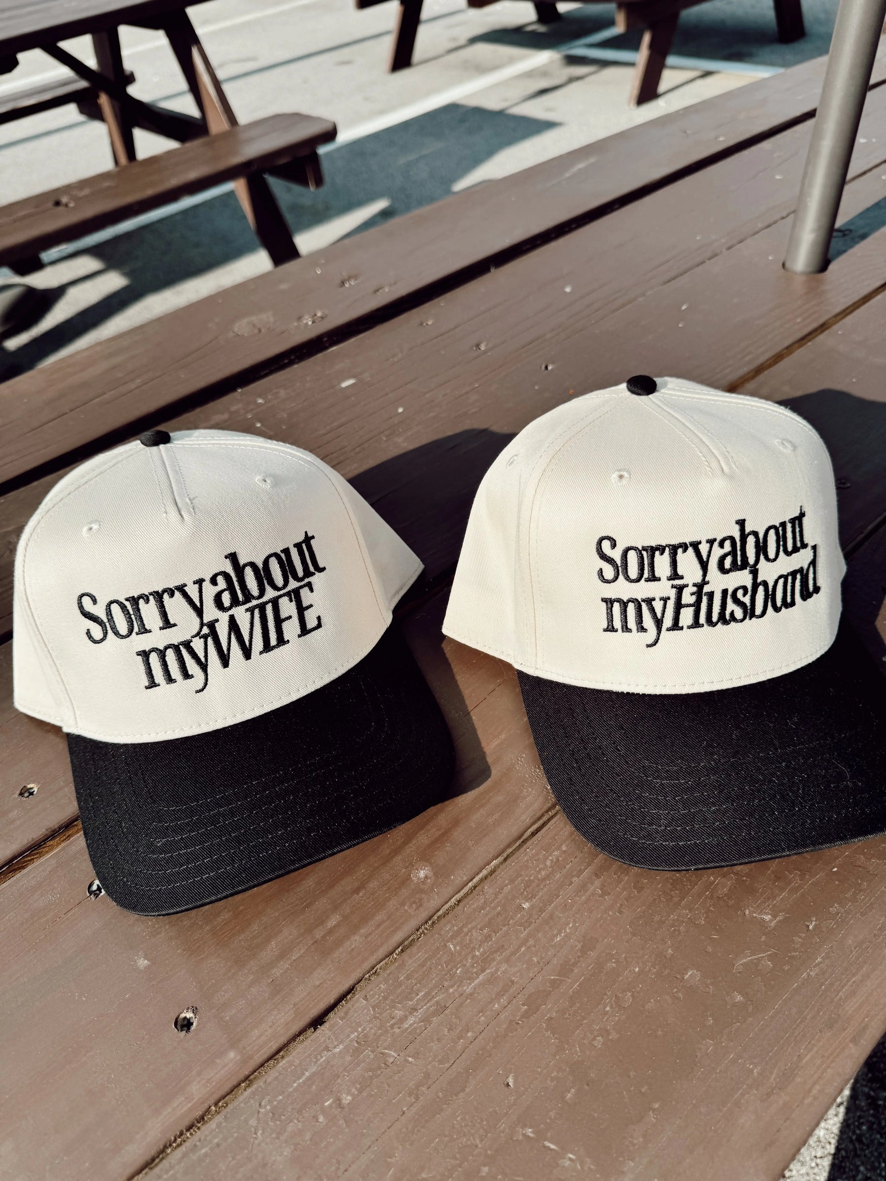 Sorry about my Husband / Wife Vintage Trucker Hat KenzKustomz