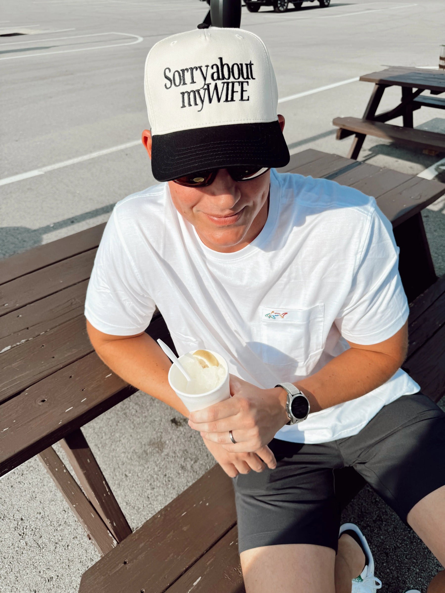 Sorry about my Husband / Wife Vintage Trucker Hat KenzKustomz