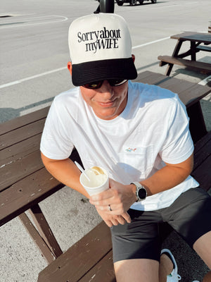 Sorry about my Husband / Wife Vintage Trucker Hat KenzKustomz