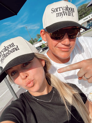 Sorry about my Husband / Wife Vintage Trucker Hat KenzKustomz