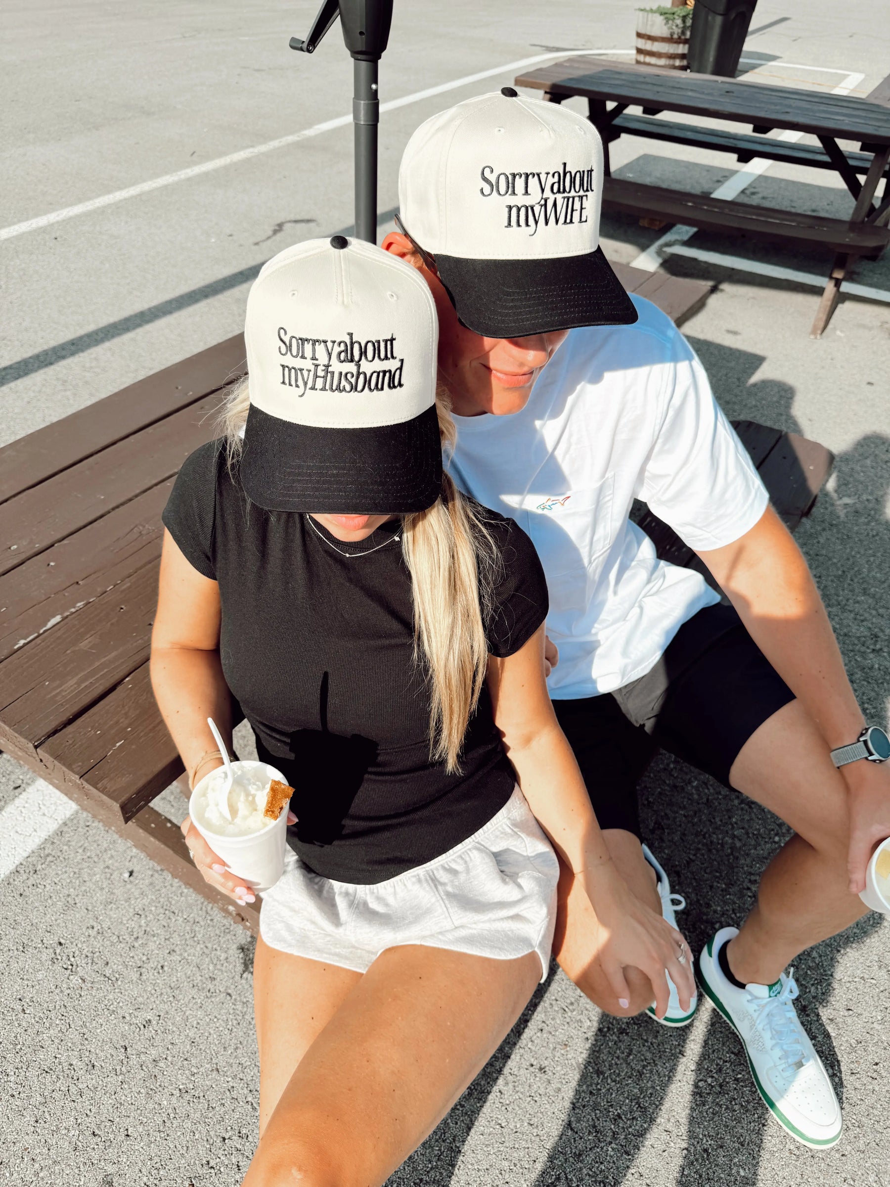 Sorry about my Husband / Wife Vintage Trucker Hat KenzKustomz