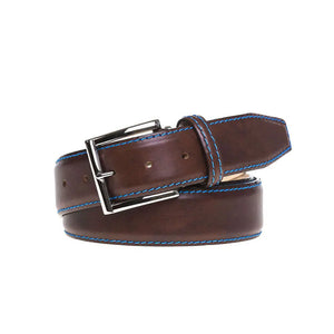 Close up of special edition cognac leather belt texture